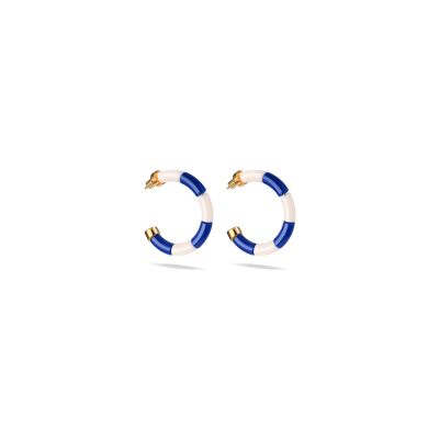 Boucles d'oreilles créoles PARABAYA Riviera Cobalt personnalisables en résine et acrylique Bleu cobalt