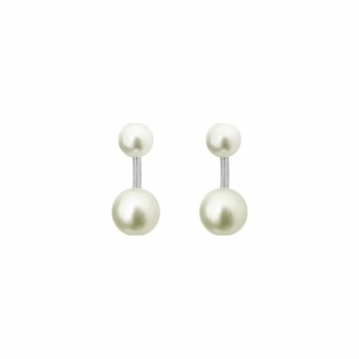 Boucles d'oreilles Claverin Jonc en or blanc et perles blanches