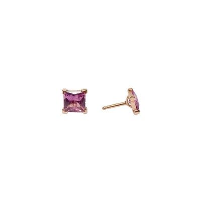 Boucles d'oreilles Isabelle Barrier en or rose et saphir