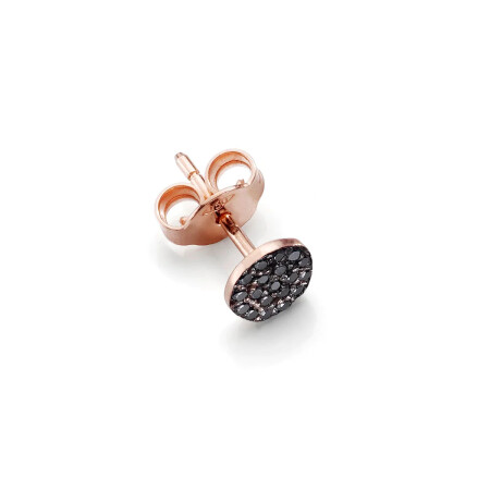 Mono boucle d'oreille Burato Diamonds Paillettes en or rose et diamants noirs