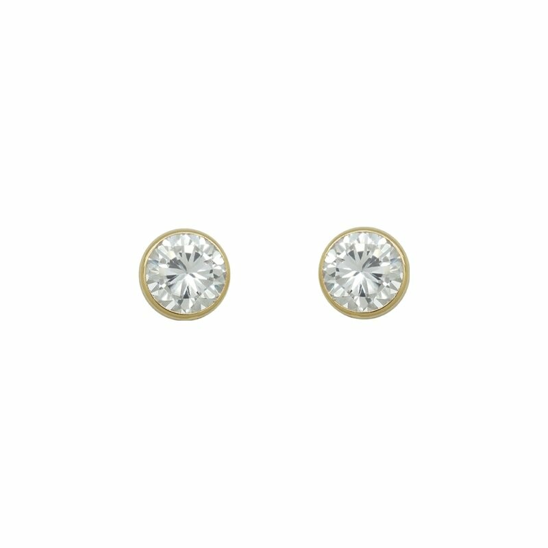 Boucles d'oreilles en or blanc et oxydes de zirconium, 7mm