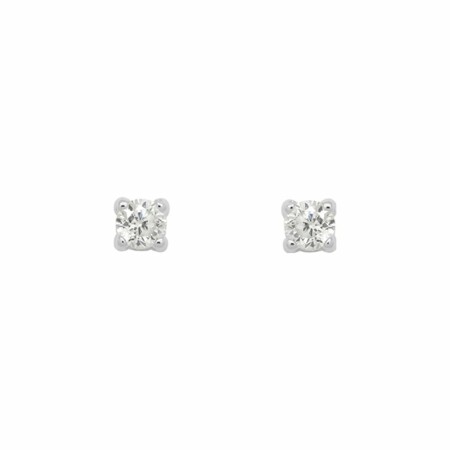 Boucles d'oreilles en or blanc et oxydes de zirconium, 3mm