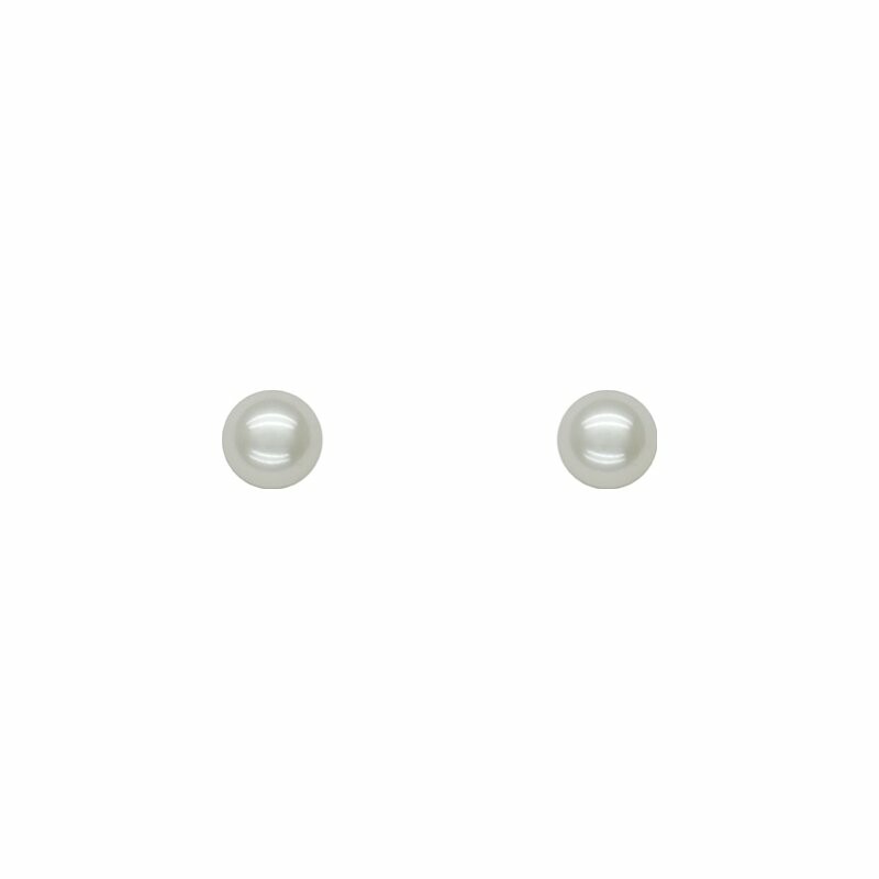 Boucles d'oreilles en or blanc et perles, 3mm