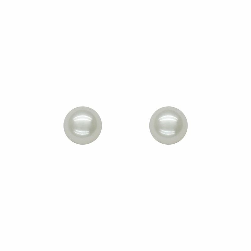 Boucles d'oreilles en or blanc et perles, 8mm