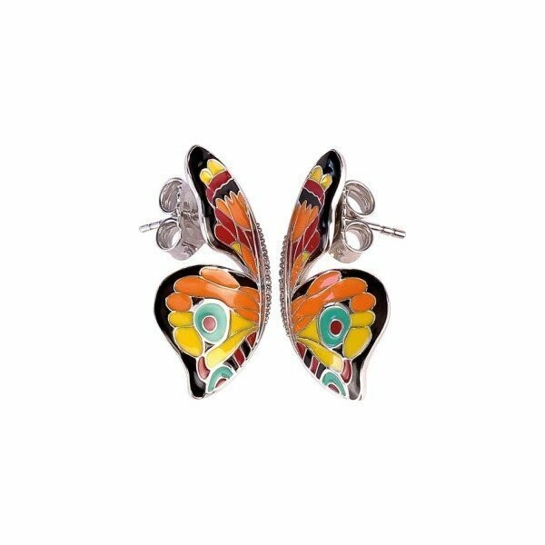 Boucles d'oreilles Una Storia Papillon en argent laqué