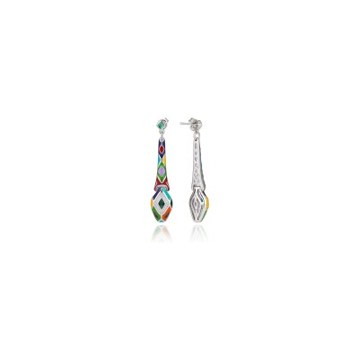 Boucles d'oreilles Una Storia Serpent en argent et oxydes de zirconium