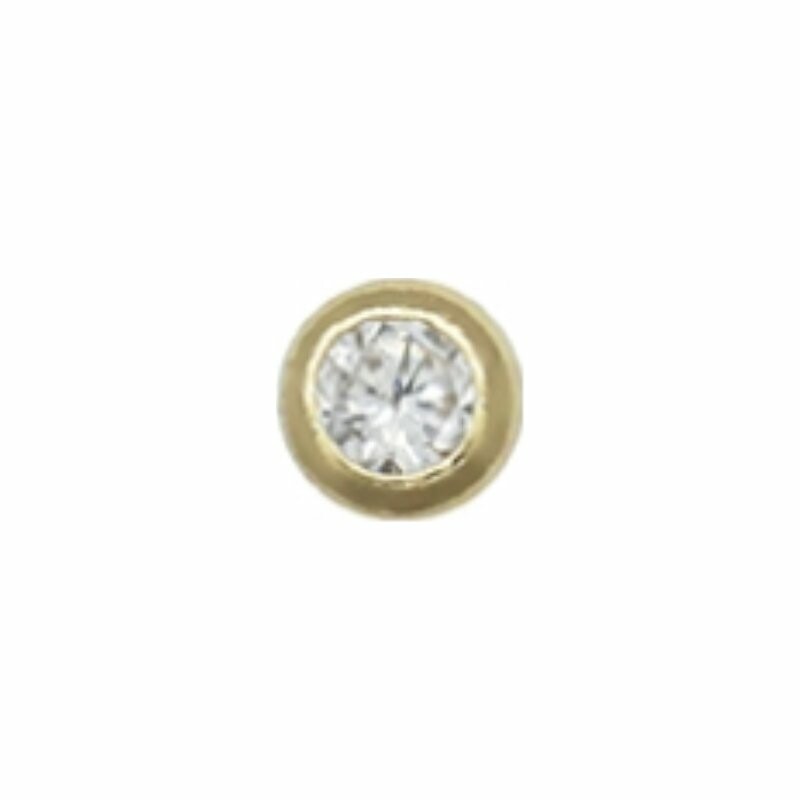 Piercing de nez en or jaune et oxydes de zirconium, 2mm