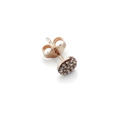 Mono boucle d'oreille Burato Paillettes en or rose et diamants bruns