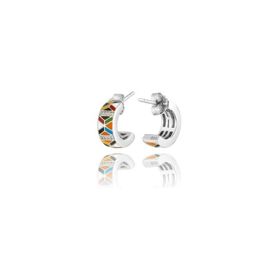 Boucles d'oreilles Una Storia Siena en argent rhodié et oxydes de zirconium