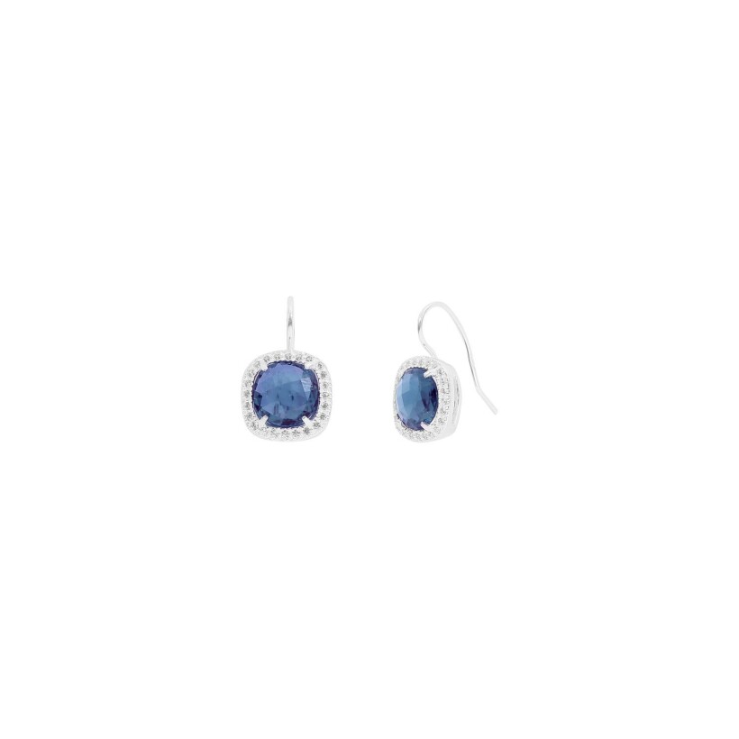 Boucles d'oreilles Clio Blue en argent, cristal bleu et oxyde de zirconium