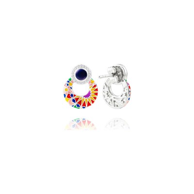 Boucles d'oreilles créoles Una Storia Sevilla en argent rhodié et oxydes de zirconium