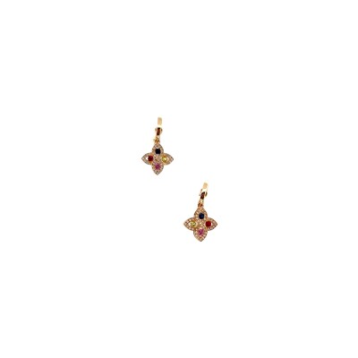 Boucles d'oreilles en or rose, saphirs et diamants