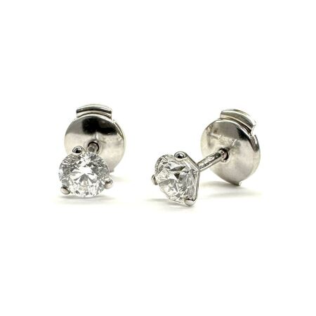 Puces d'oreilles Isabelle Barrier en or blanc et diamants de 1cts