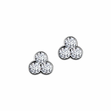 Boucles d'oreilles Trèfles en or blanc et diamants