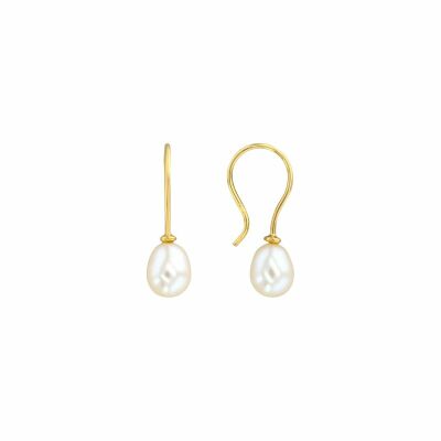 Boucles d'oreilles puces en or jaune et perles