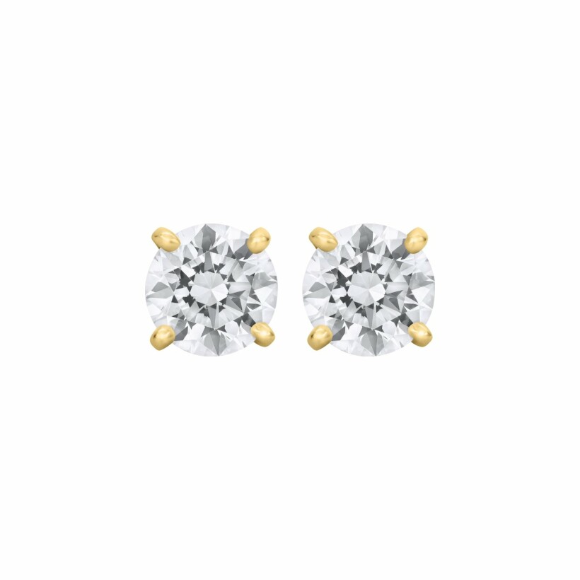 Boucles d'oreilles en or jaune, diamant blanc et diamant blanc - Certificat GIA