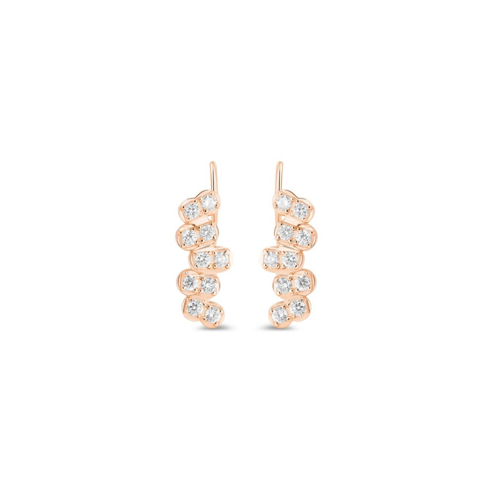 Boucles d'oreilles GINETTE NY BE MINE Arc Bande en or rose et diamants 