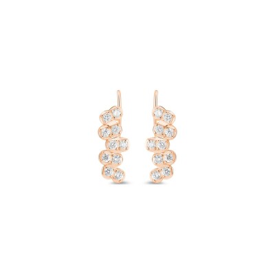 Boucles d'oreilles GINETTE NY BE MINE Arc Bande en or rose et diamants 