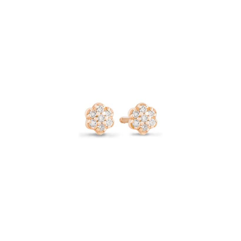 GINETTE NY BE MINE Mini Lotus earrings, rose gold and diamonds
