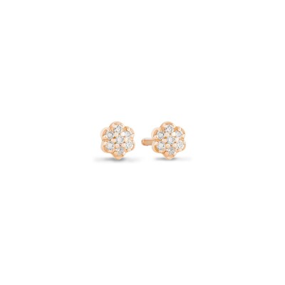 Boucles d'oreilles GINETTE NY BE MINE Mini Lotus en or rose et diamants