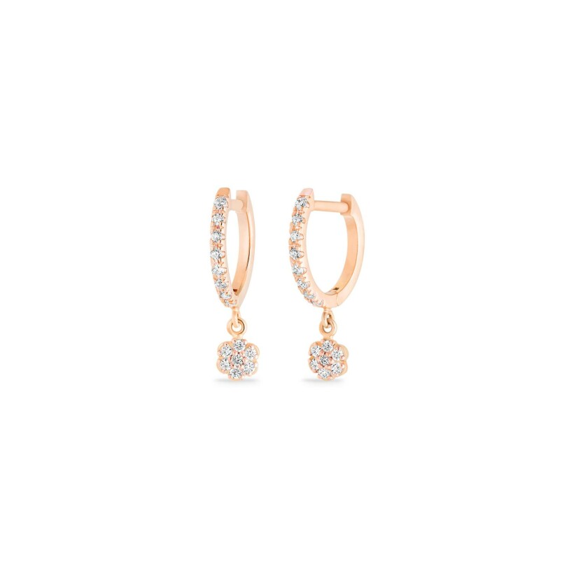 GINETTE NY BE MINE creole earrings, Lotus in rose gold and diamonds