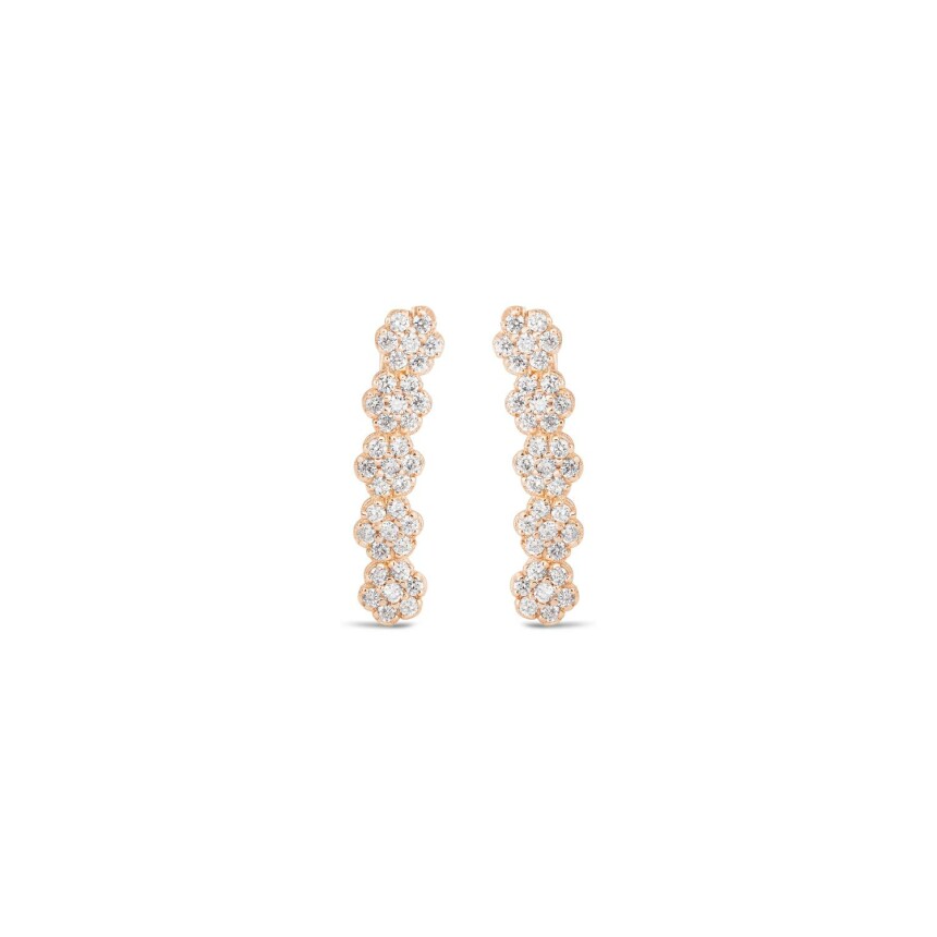 Boucles d'oreilles GINETTE NY BE MINE Arc Lotus en or rose et diamants