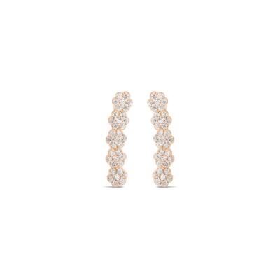 Boucles d'oreilles GINETTE NY BE MINE Arc Lotus en or rose et diamants