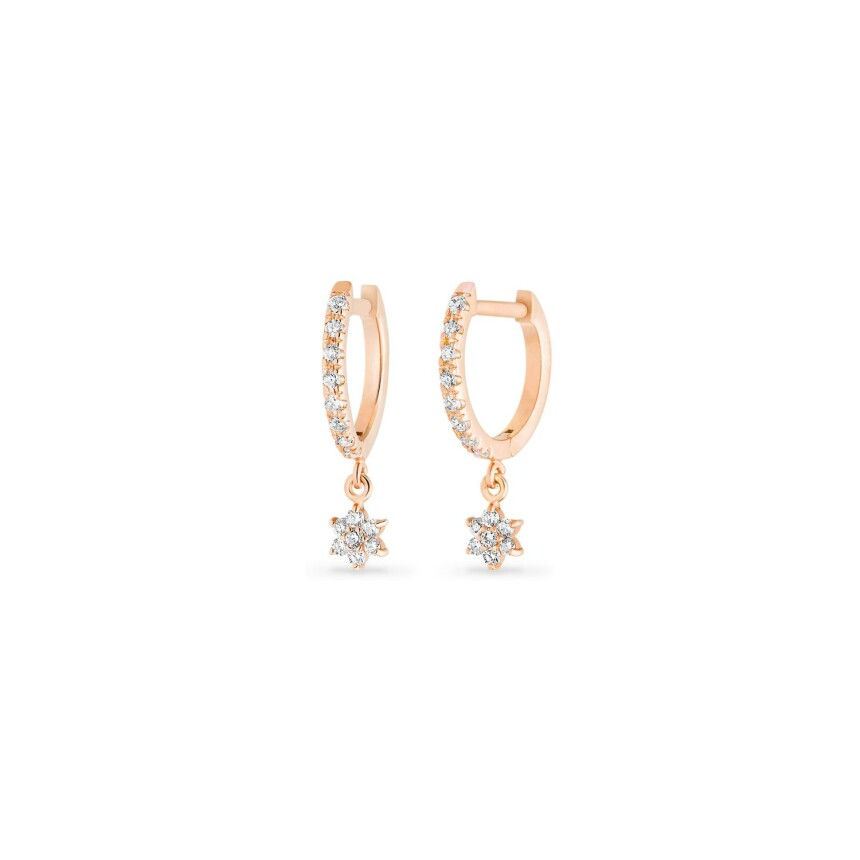 Boucles d'oreilles créoles GINETTE NY BE MINE Star en or rose et diamants