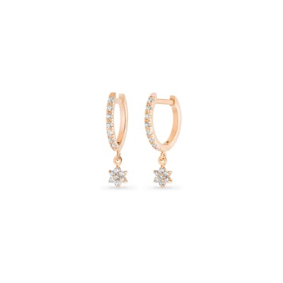 Boucles d'oreilles créoles GINETTE NY BE MINE Star en or rose et diamants