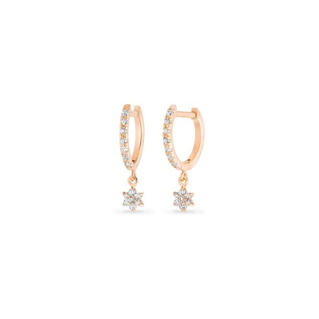 GINETTE NY BE MINE Star creole earrings, rose gold, diamonds