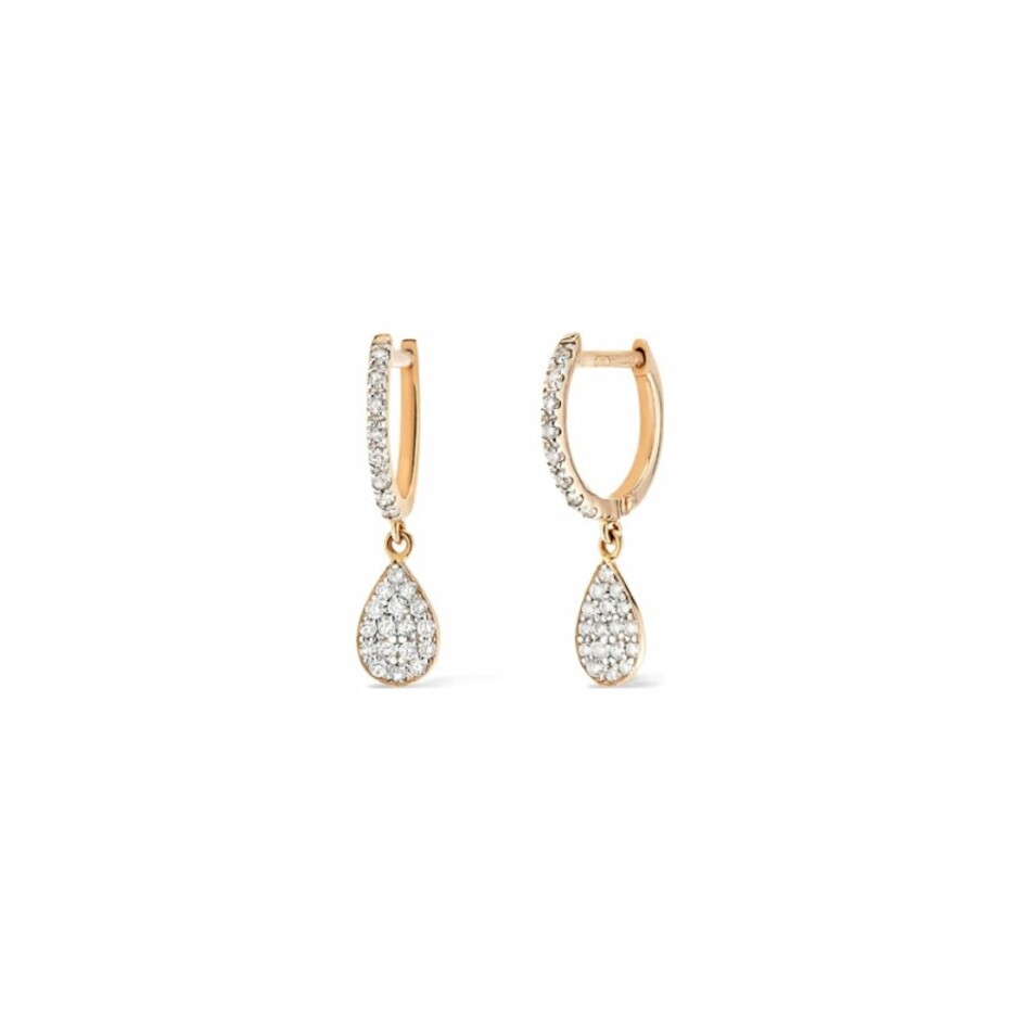 Boucles d'oreilles pendantes GINETTE NY BLISS en or rose et diamants