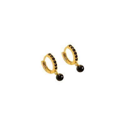 Boucles d'oreilles Une A Une Goutte d'eau en laiton doré et zircons