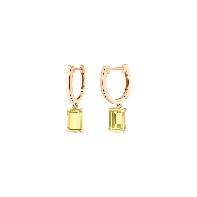 GINETTE NY COCKTAIL pendant earrings, rose gold and quartz