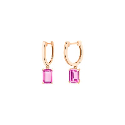 Boucles d'oreilles pendantes Ginette NY COCKTAIL en or rose et topazes