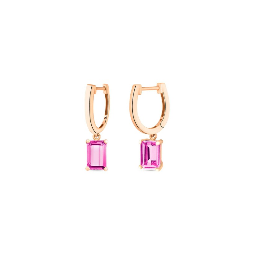 GINETTE NY COCKTAIL pendant earrings, rose gold and topaz