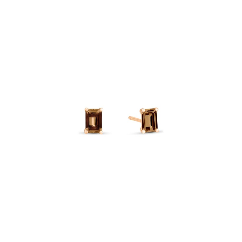 GINETTE NY COCKTAIL earrings, rose gold and smoked quartz