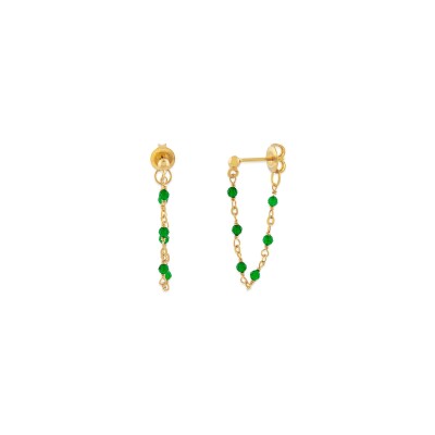 Boucles d'oreilles Orus Bijoux en argent doré et onyx vert