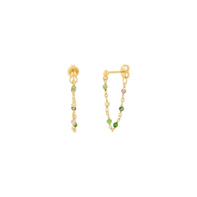 Boucles d'oreilles Orus Bijoux en argent doré et tourmaline
