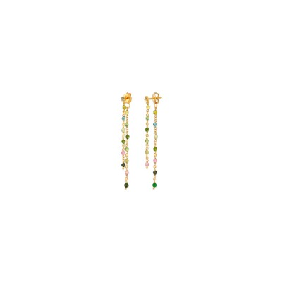 Boucles d'oreilles Orus Bijoux en argent doré et tourmaline