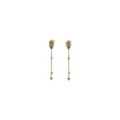 Boucles d'oreilles Orus Bijoux en argent doré, tourmaline et quartz fumé