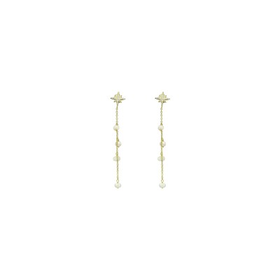Boucles d'oreilles Orus Bijoux en argent doré, perle d'eau douce et topaze blanche