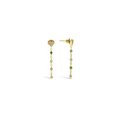 Boucles d'oreilles Orus Bijoux en argent doré et tourmaline
