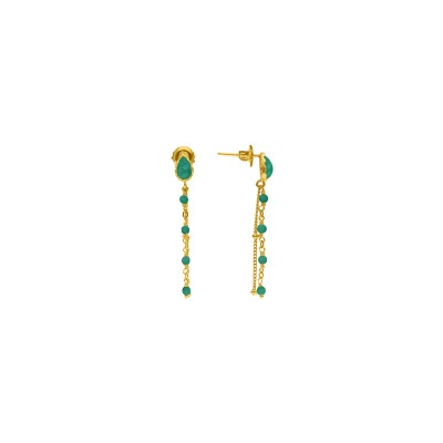 Boucles d'oreilles Orus Bijoux en argent doré et onyx vert