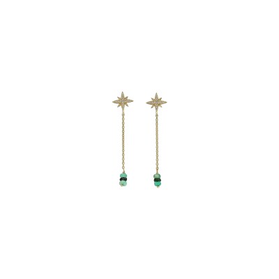 Boucles d'oreilles Orus Bijoux en argent doré et emeraude