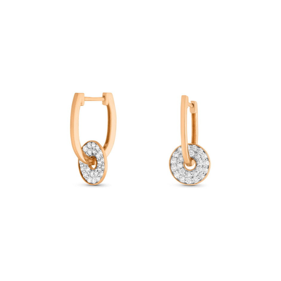 Boucles d'oreilles pendantes GINETTE NY DONUT en or rose et diamants