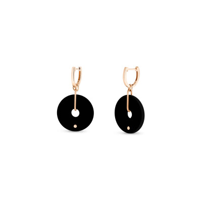 Boucles d'oreilles pendantes GINETTE NY DONUT en or rose et onyx