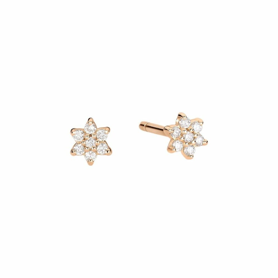 Boucles d'oreilles Ginette NY MINI STAR en or rose et diamants