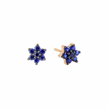 Boucles d'oreilles Ginette NY STAR en or rose et saphirs