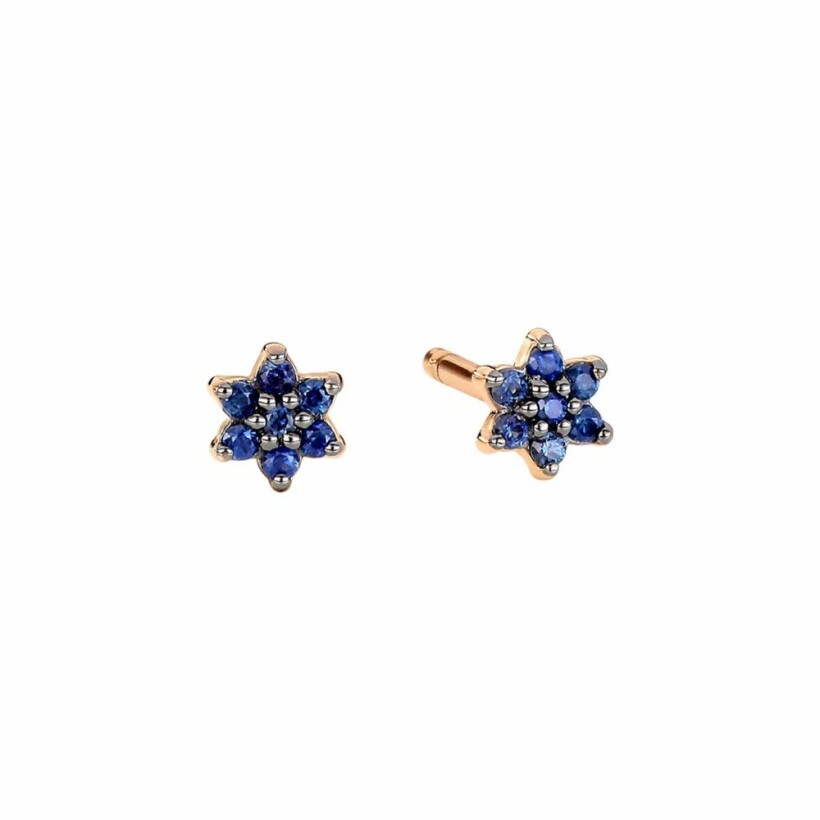 Ginette NY MINI STAR earrings, rose gold and sapphires