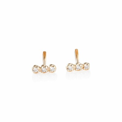 Boucles d'oreilles Ginette NY GOLD & DIAMOND STRIP en or rose et diamant